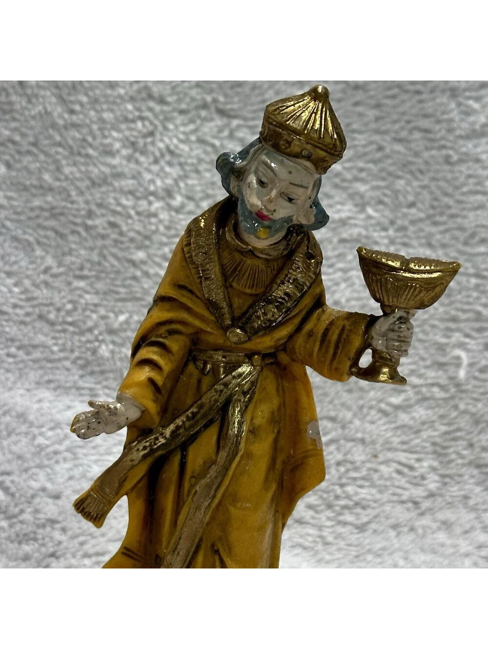Vintage Nativity Replacement 5” Figurine - Wiseman Golden Attire, Italy